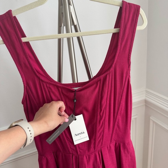 AURETA STUDIO Anthropologie Corset Bubble Dress with Pockets in Raspberry Size 6 - Picture 10 of 11